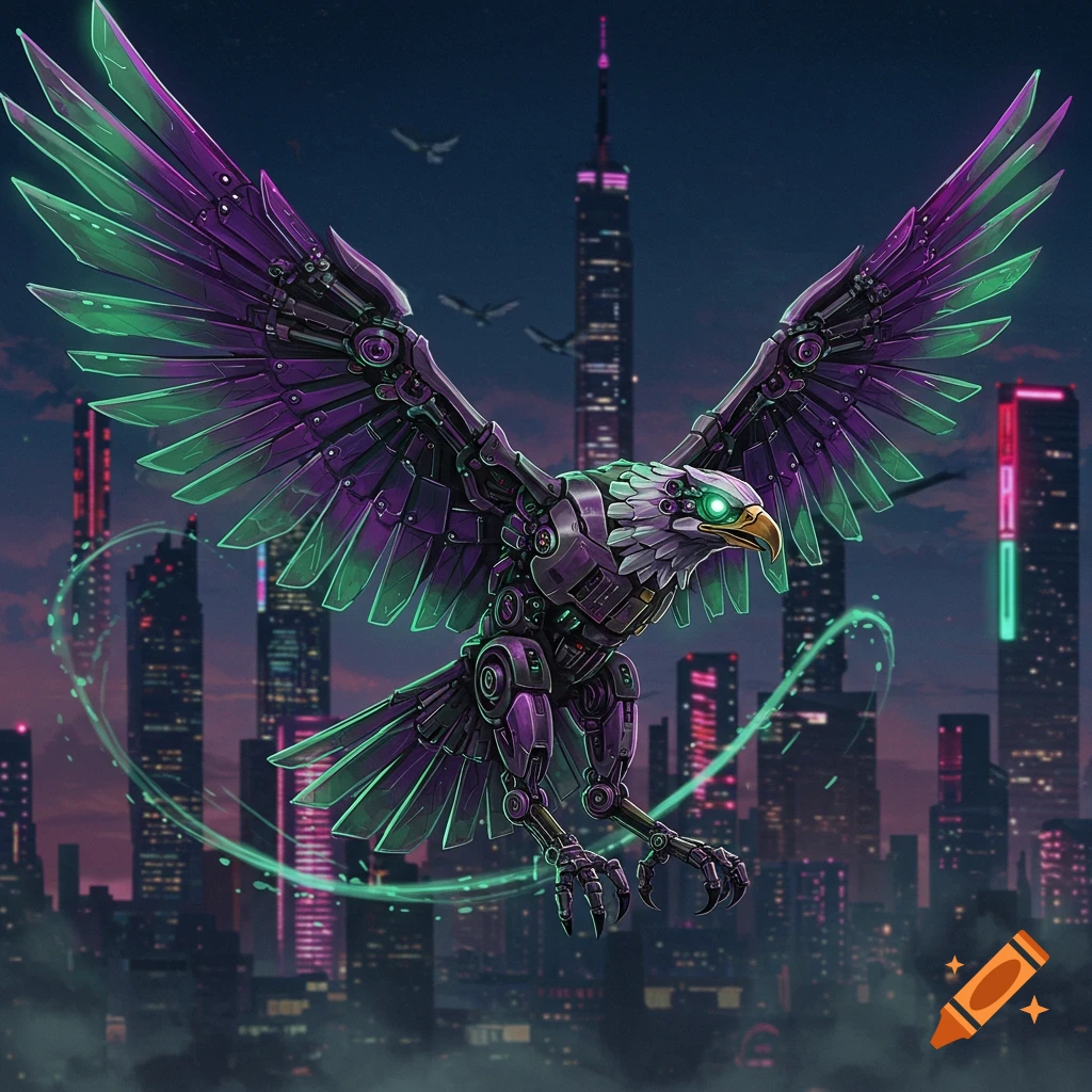 Beautiful Comic Book Illustration of Tartan Print, Winged Alien Shaped,  Hovering Above Dusty City Ruins, Inspired by Mobius, in Hot Pink: created  on Craiyon, image size:1024x1024