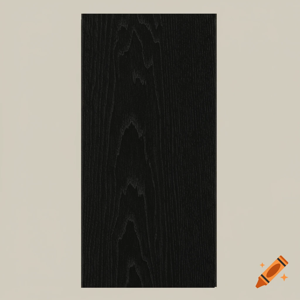 Close-up of a dark matte ebony wood plank with subtle visible grain, photorealistic.