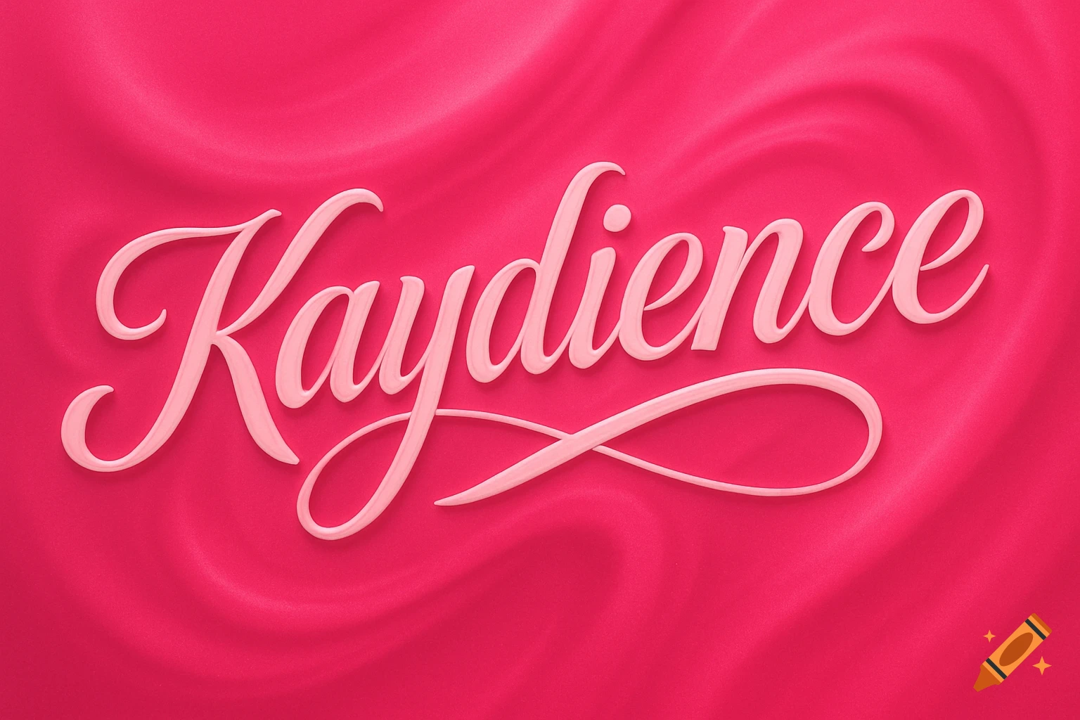 The word 'Kaydience' in light pink cursive with a raised effect on a hot pink textured background.