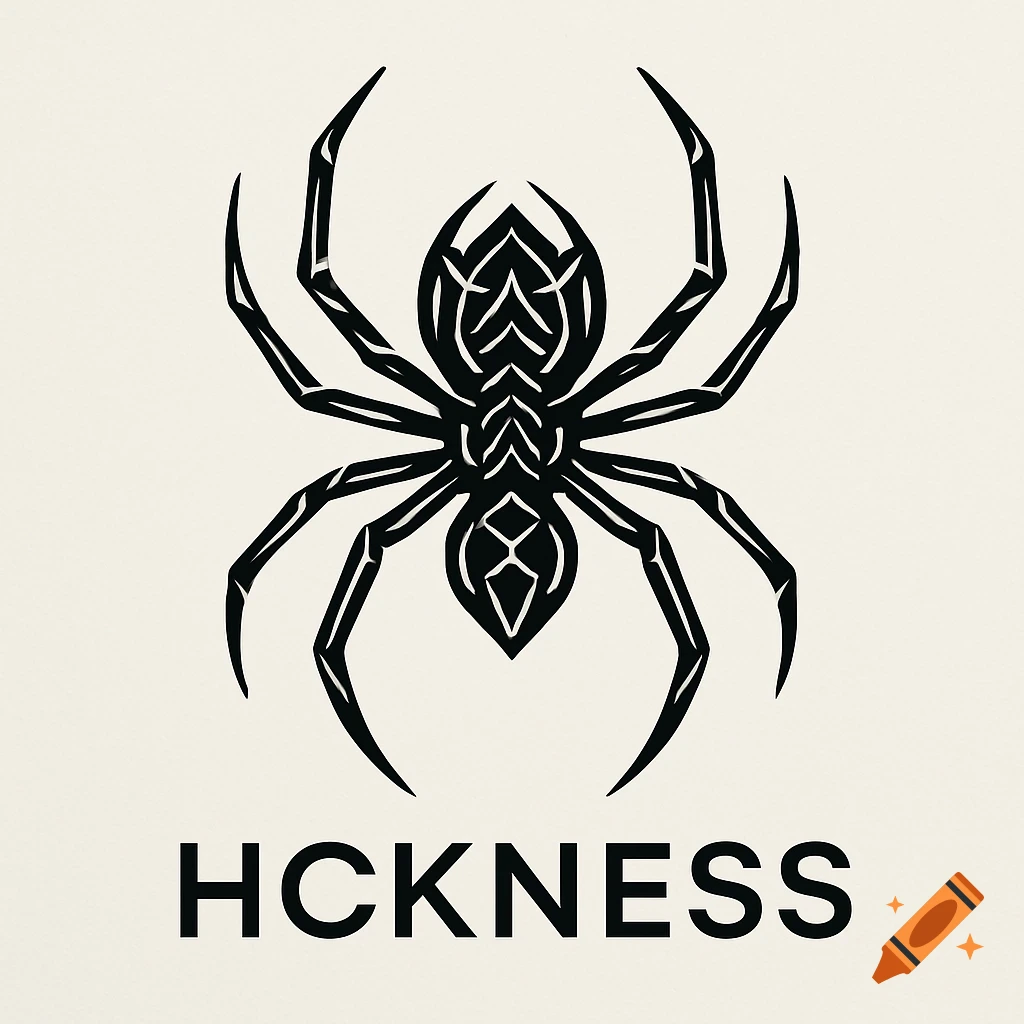 Black stylized spider logo above the word 'HCKNESS' on a light background.