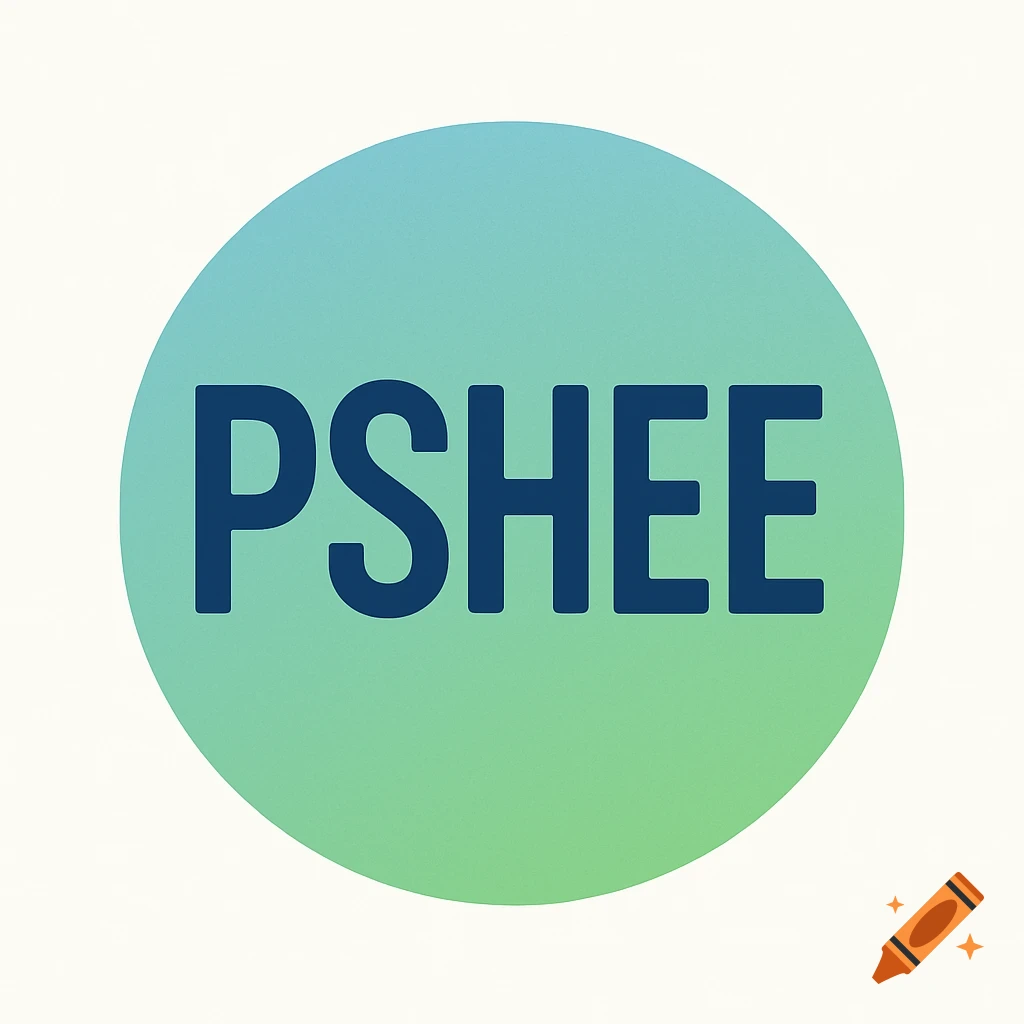 A simple logo featuring the dark blue text "PSHEE" centered on a circular background with a green to blue gradient.