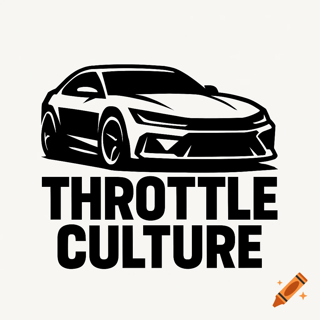 Black and white logo featuring a sleek sports car silhouette above the words 'THROTTLE CULTURE'.