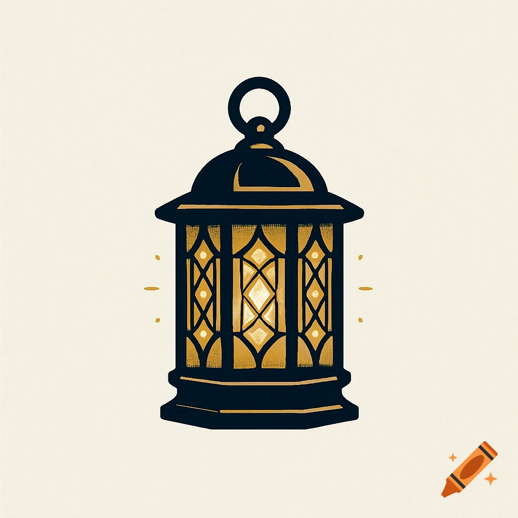 A stylized dark blue and gold lantern logo illustration on a light background.