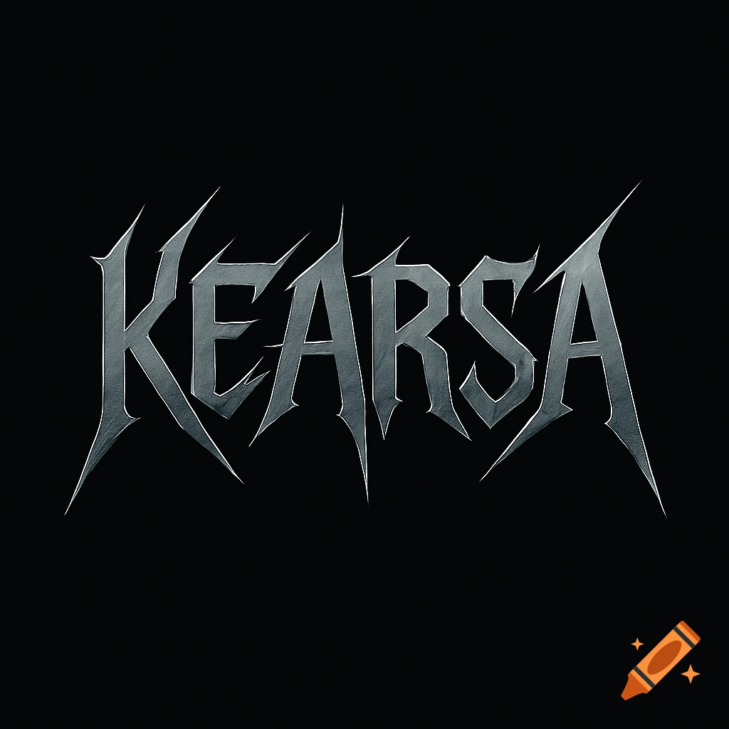 A metallic, spiky logo for the band 'KEARSA' on a black background.