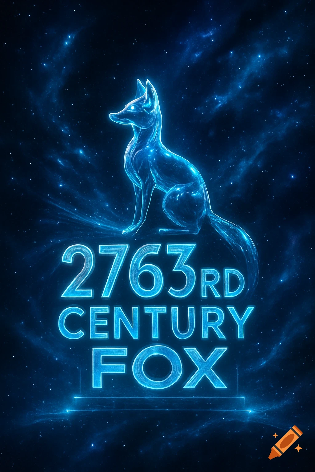 A glowing blue fox stands above the text '2763RD CENTURY FOX' against a dark blue starry space background.