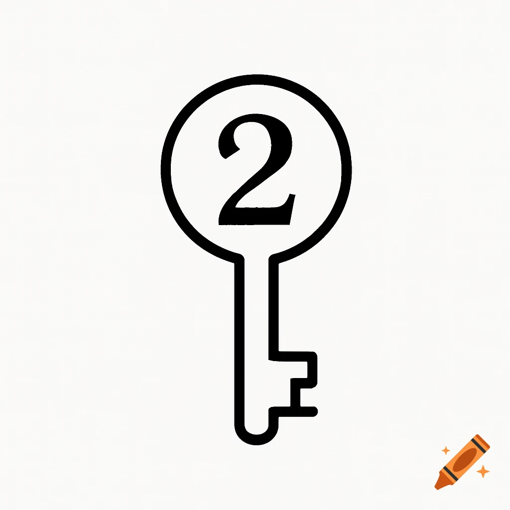 A black outline of a key with the number 2 prominently displayed in its head.