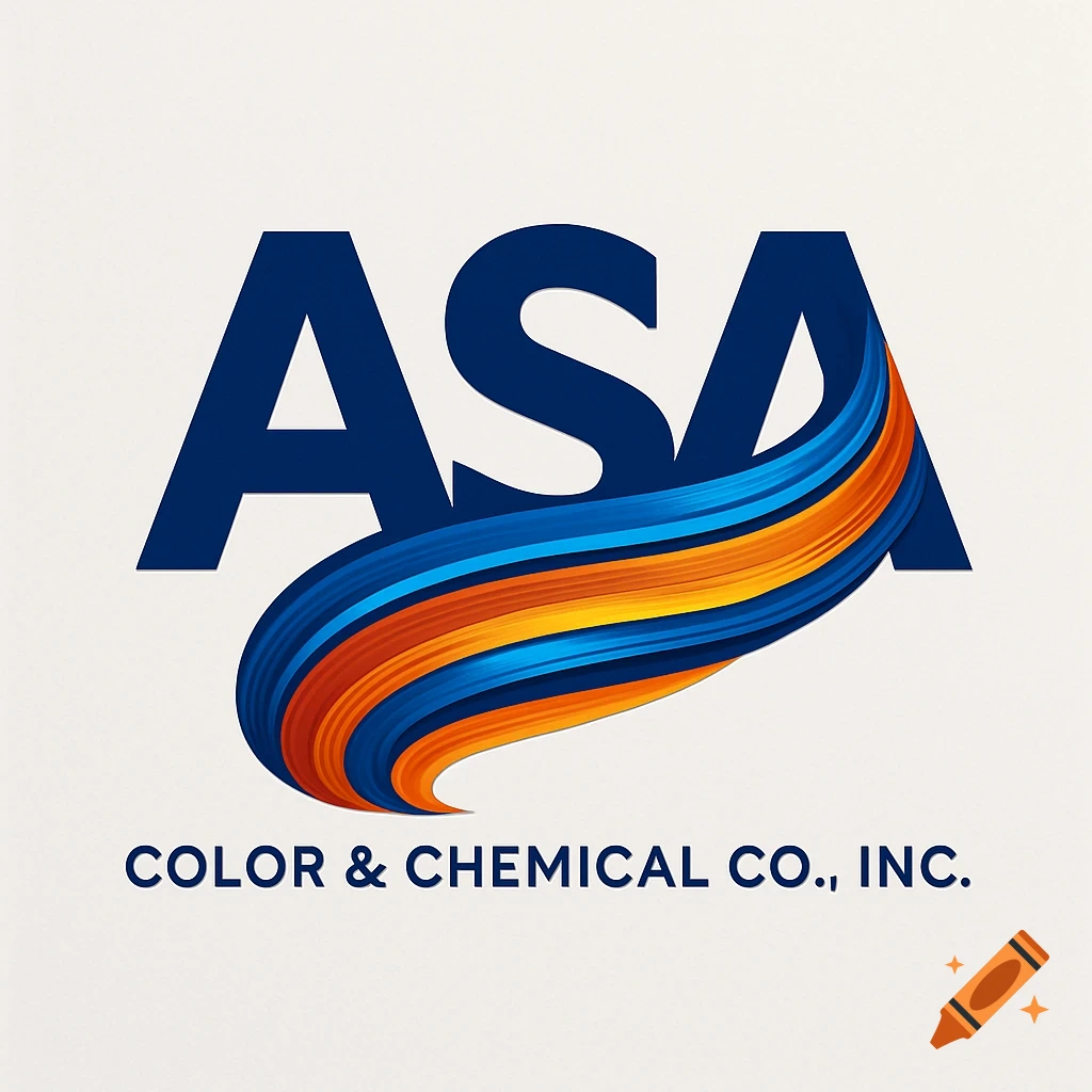Modern logo for ASA Color & Chemical Co. Inc. with 'ASA' and a flowing blue and orange wave.