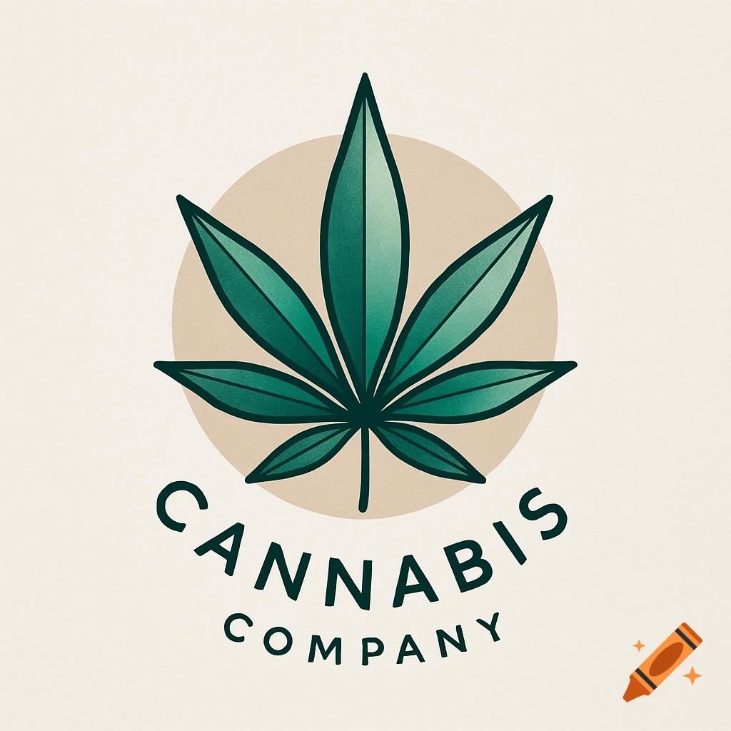 Stylized green cannabis leaf logo in a beige circle with text 'CANNABIS COMPANY' on a light background.