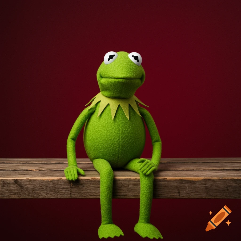 Kermit the Frog wearing a white fur coat and hat and holding a diamond  cane. on Craiyon, image size:1024x1024