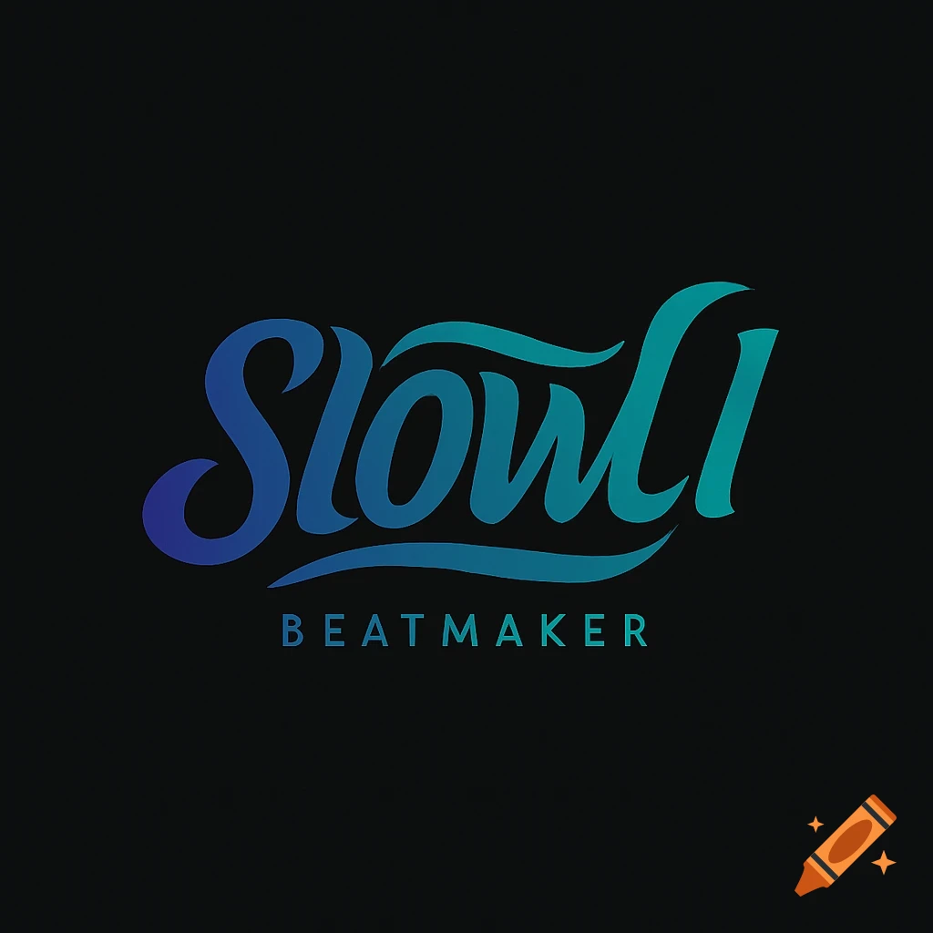 Blue-green gradient script logo for 'Slowli BEATMAKER' on a black background.