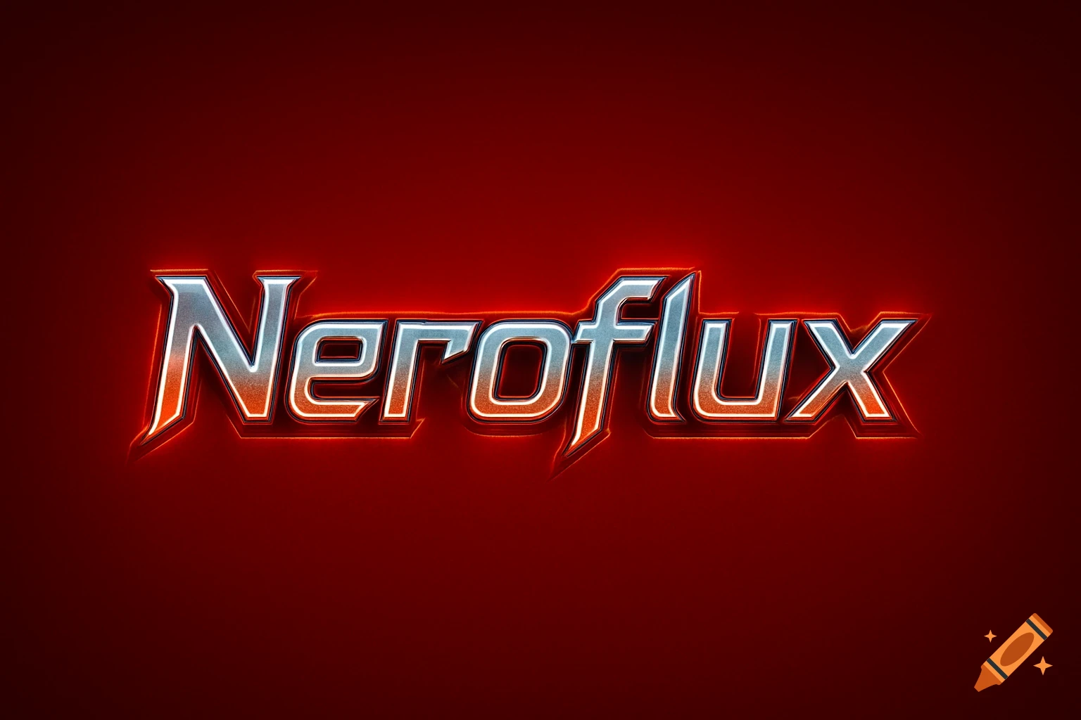 The word 'Neroflux' in silver metallic, futuristic text with a red glow, centered on a dark red background.