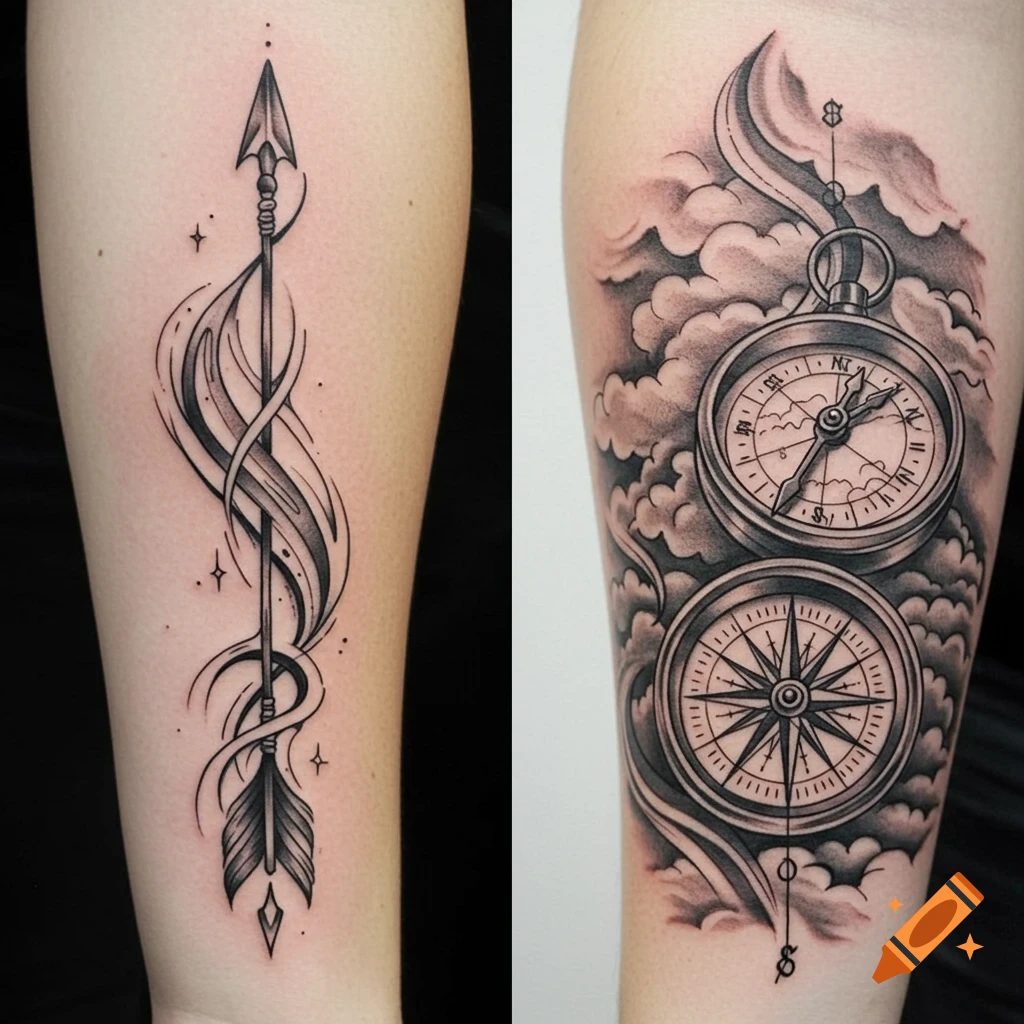 Tattoo of Multiple Timepieces created on Craiyon, image size:1024x1024