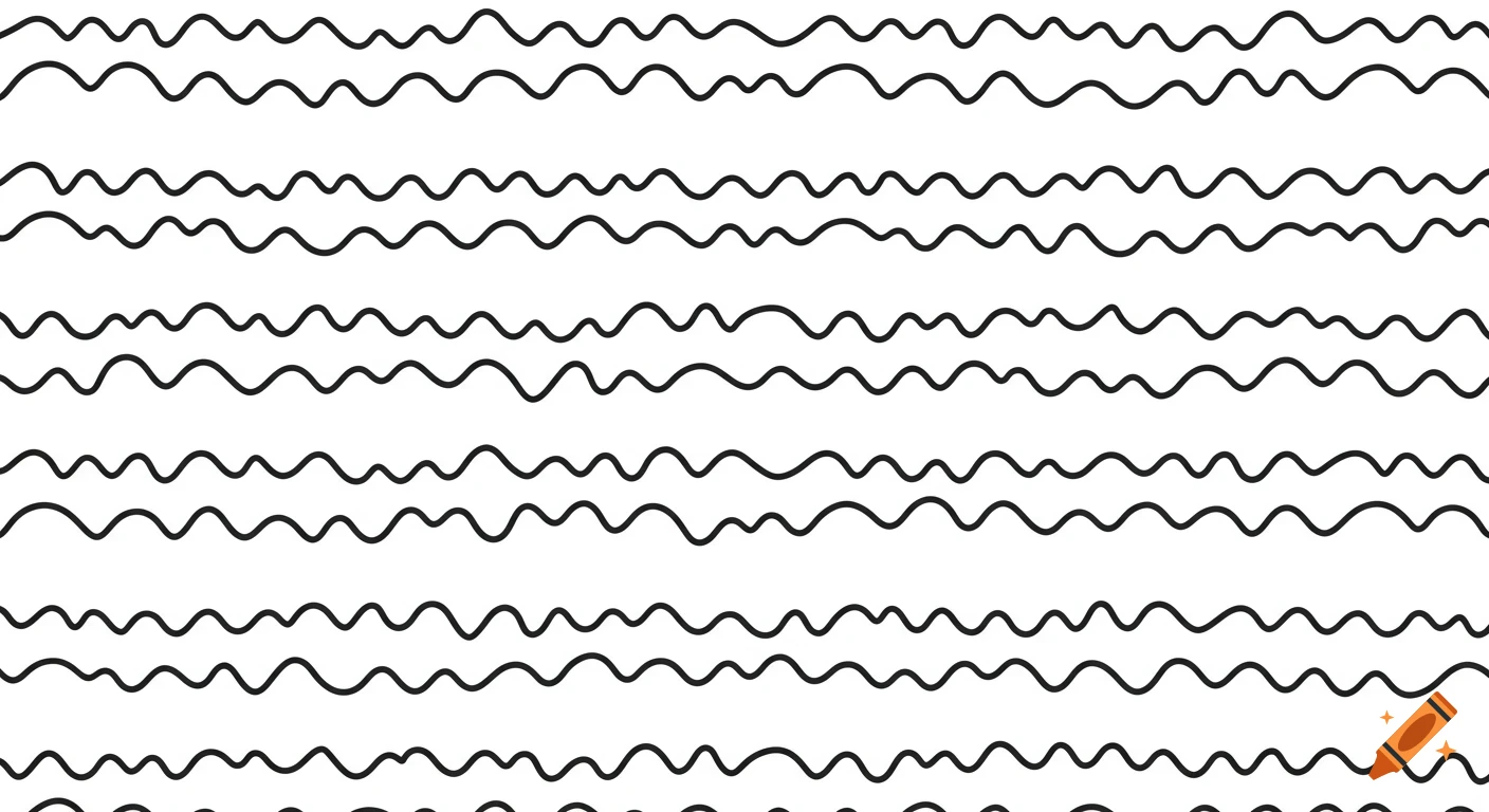 Seamless pattern of horizontal, hand-drawn, wavy black lines on a white background.