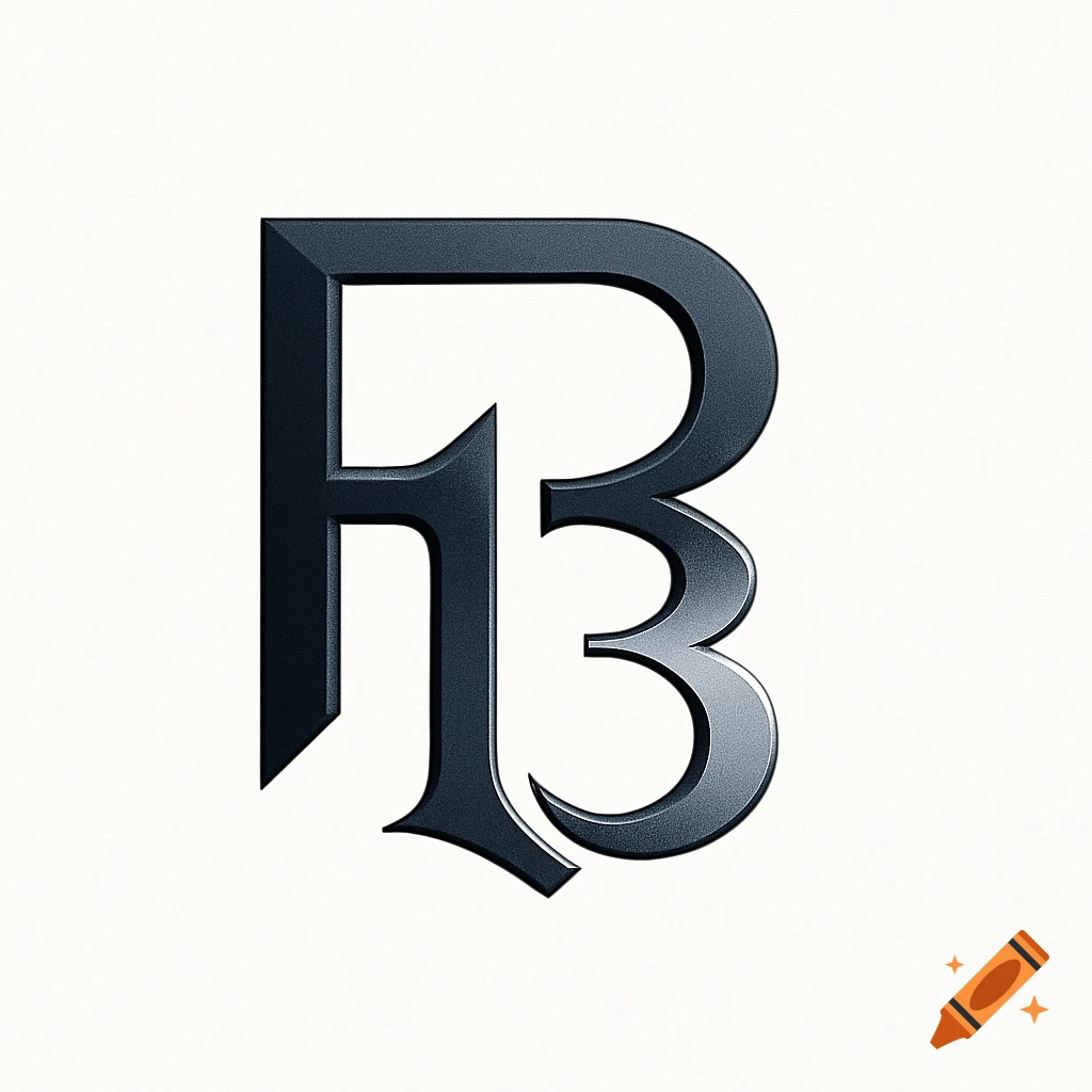 A dark metallic stylized letter R combined with the number 13 on a white background, forming a logo.