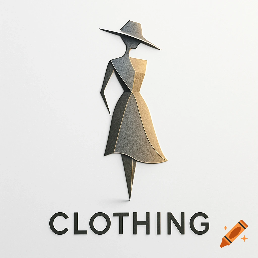 Stylized grey and gold logo of a woman in a dress and hat, with 'CLOTHING' text below, on a white background.