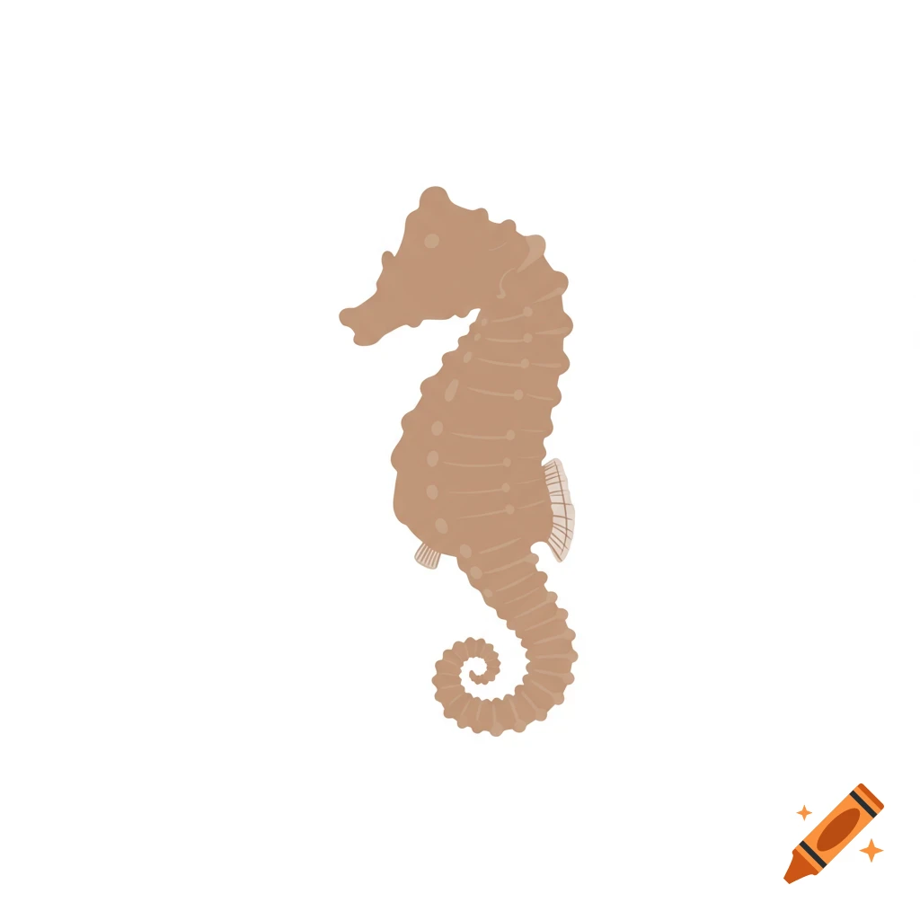 A cute, simple brown seahorse silhouette on a white background.