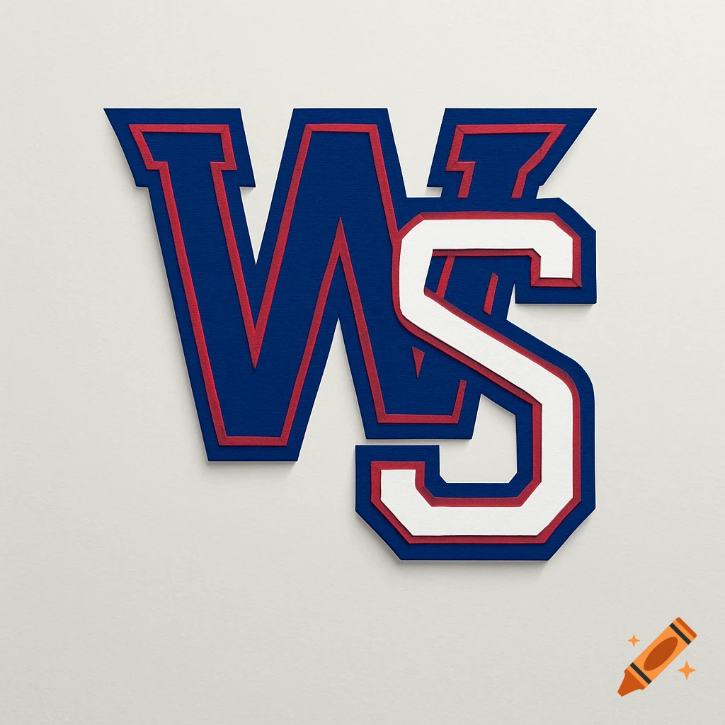 A blue, red, and white layered logo featuring the letters 'W' and 'S' in a collegiate or sports team style.