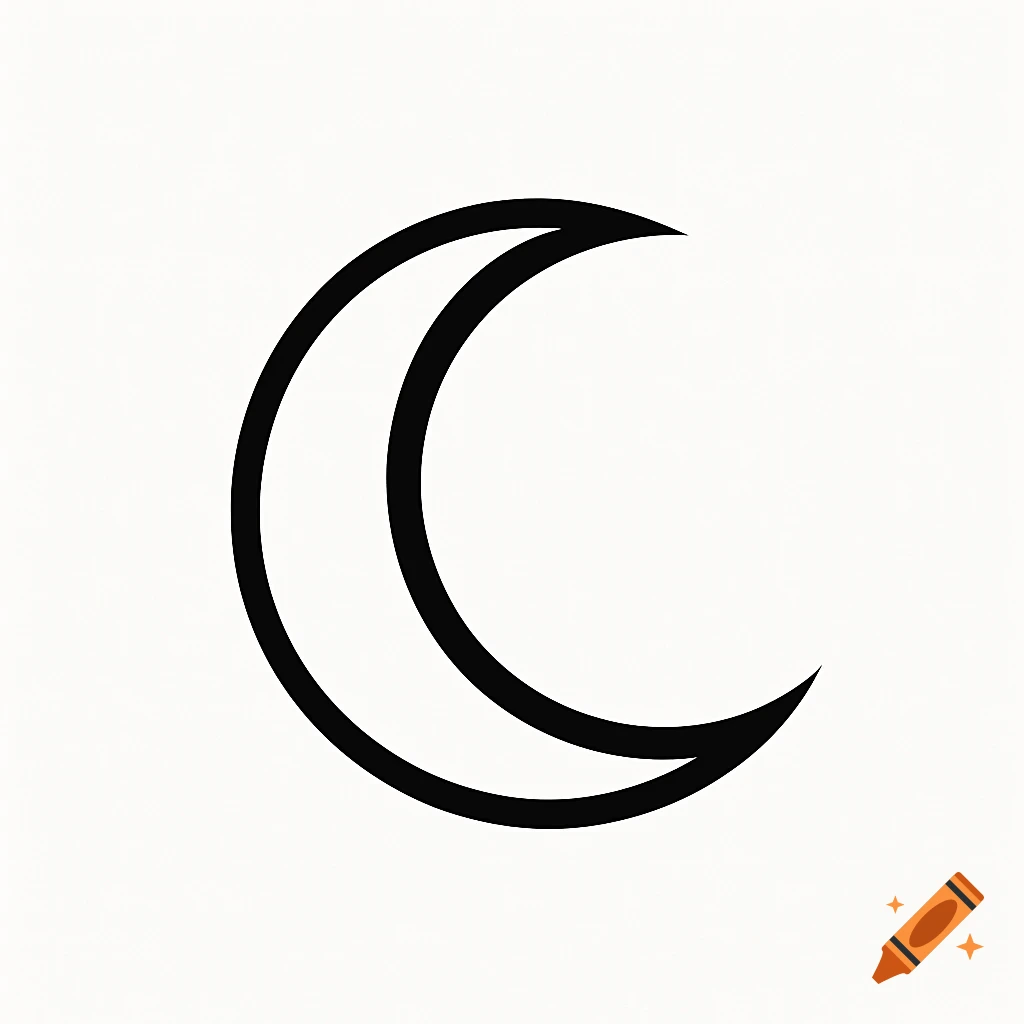 A stylized black crescent moon logo on a white background.