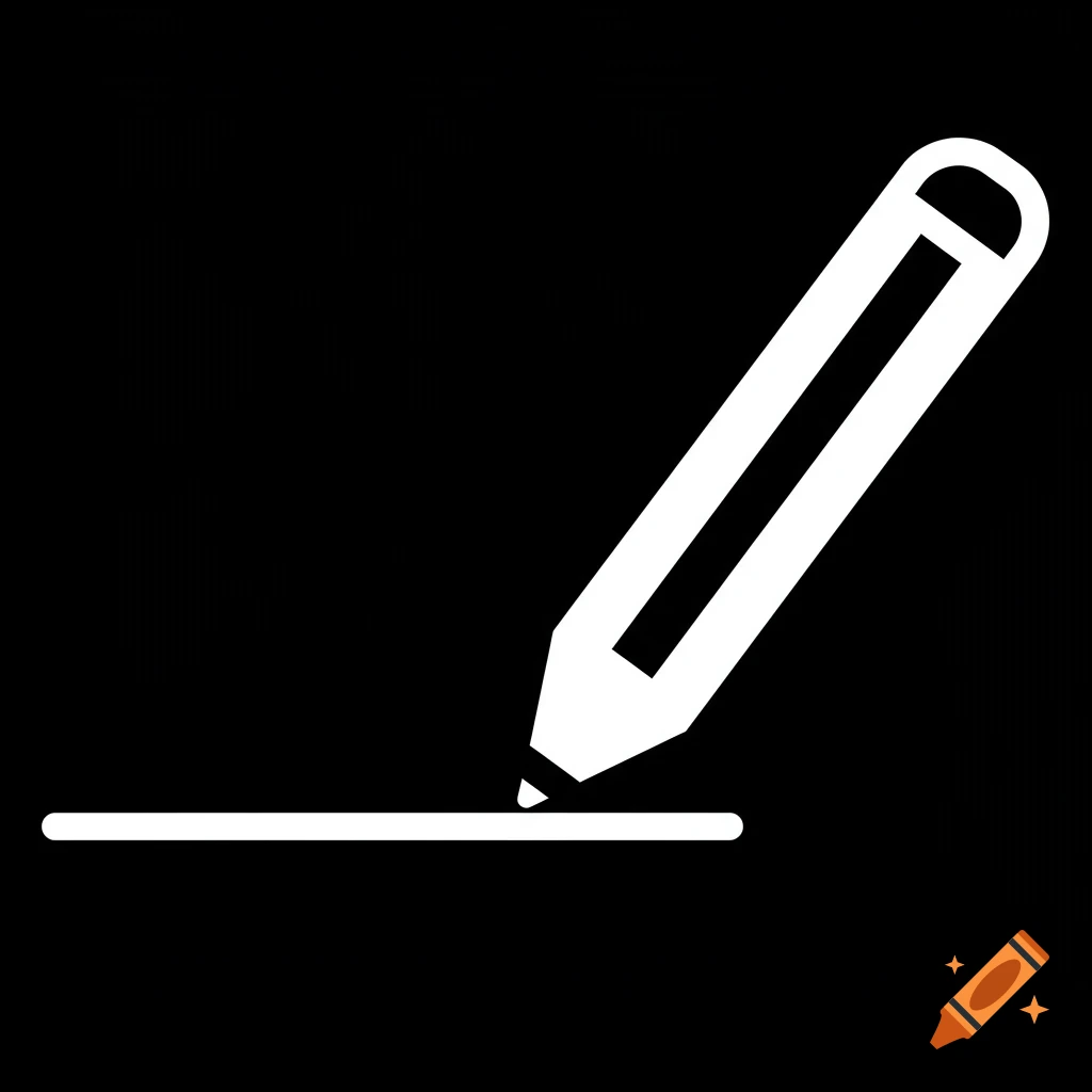 Minimalist white pencil icon drawing a line on a black background.