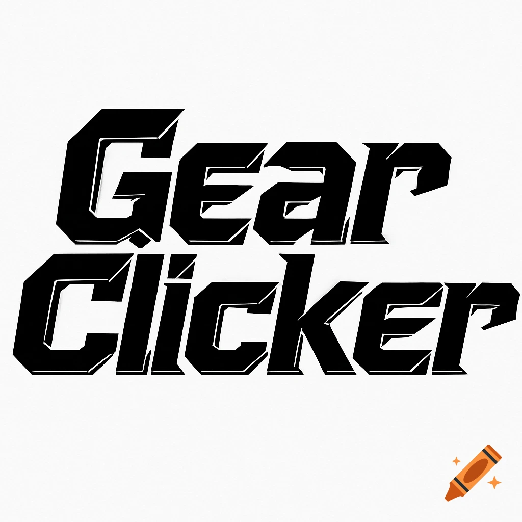 Black and white stylized text reads "Gear Clicker" on a plain white background.