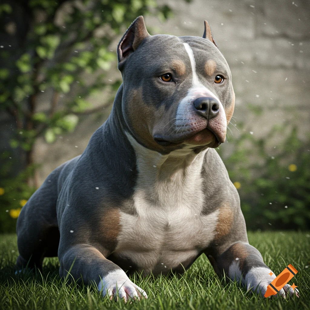 American Bully cachorro bonito merle on Craiyon, image size:1024x1024
