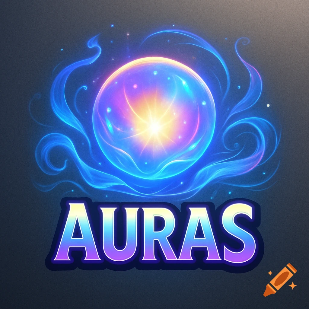 A stylized Roblox gamepass logo featuring a glowing purple and blue orb surrounded by blue energy, with the word 'AURAS' below it.