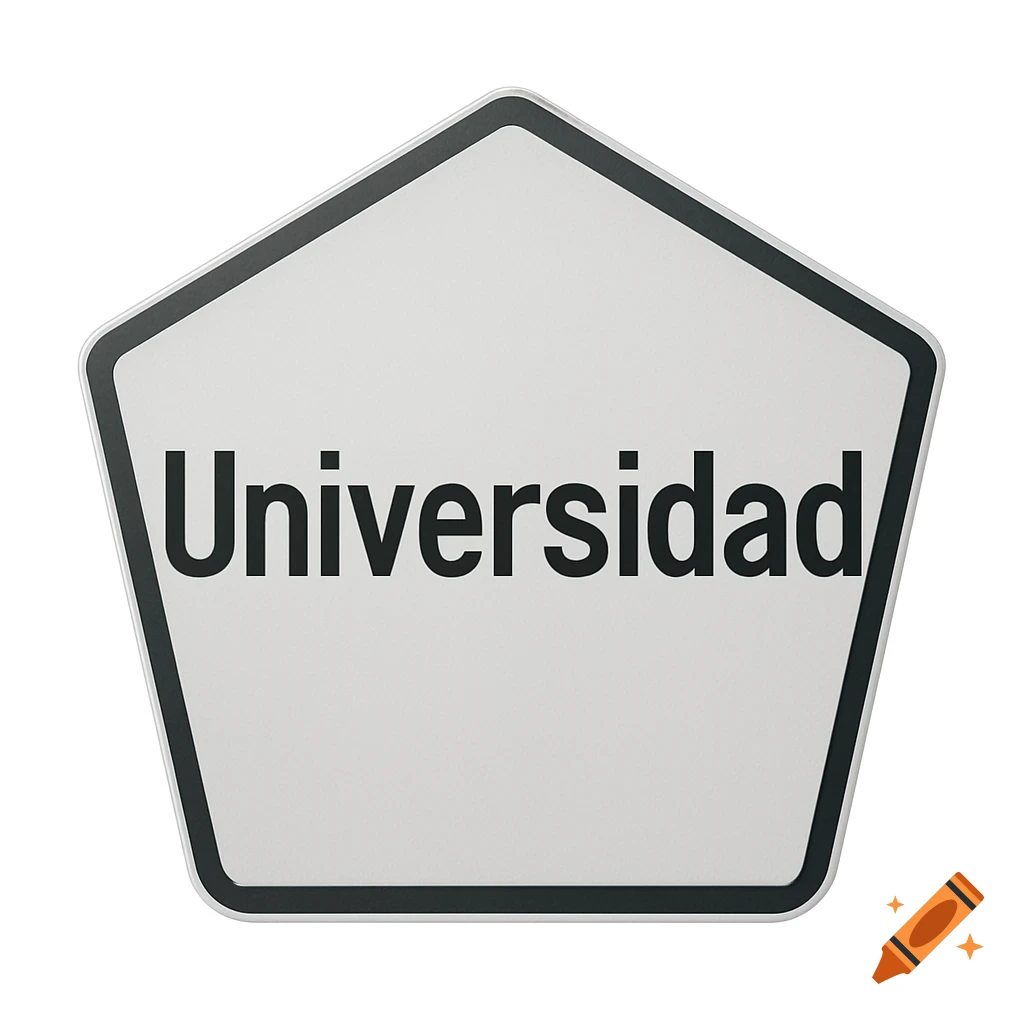 A white pentagonal traffic sign with a black border, featuring the word 'Universidad' in black capital letters.