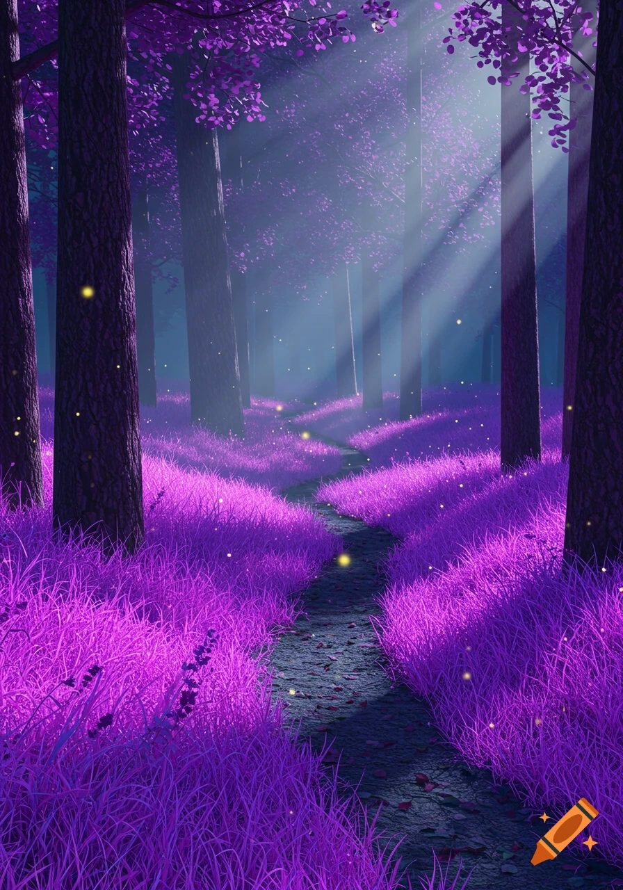 Beautiful Purple Forest created on Craiyon, image size:896x1280