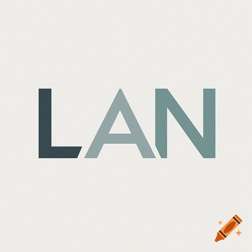 A minimalist logo displaying the letters 'LAN' in varying shades of blue and gray on a light off-white background.