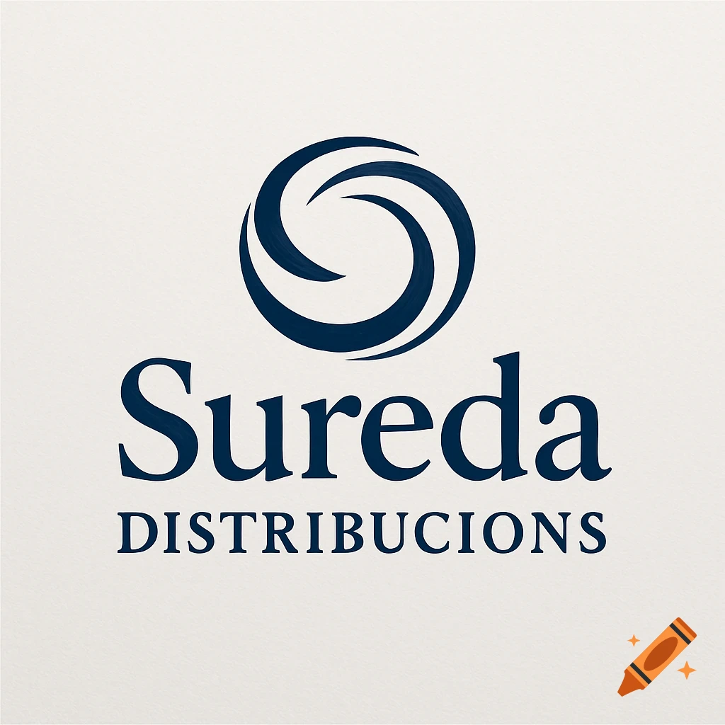 A dark blue logo with an abstract circular design above the text 'Sureda DISTRIBUCIONS' on an off-white background.