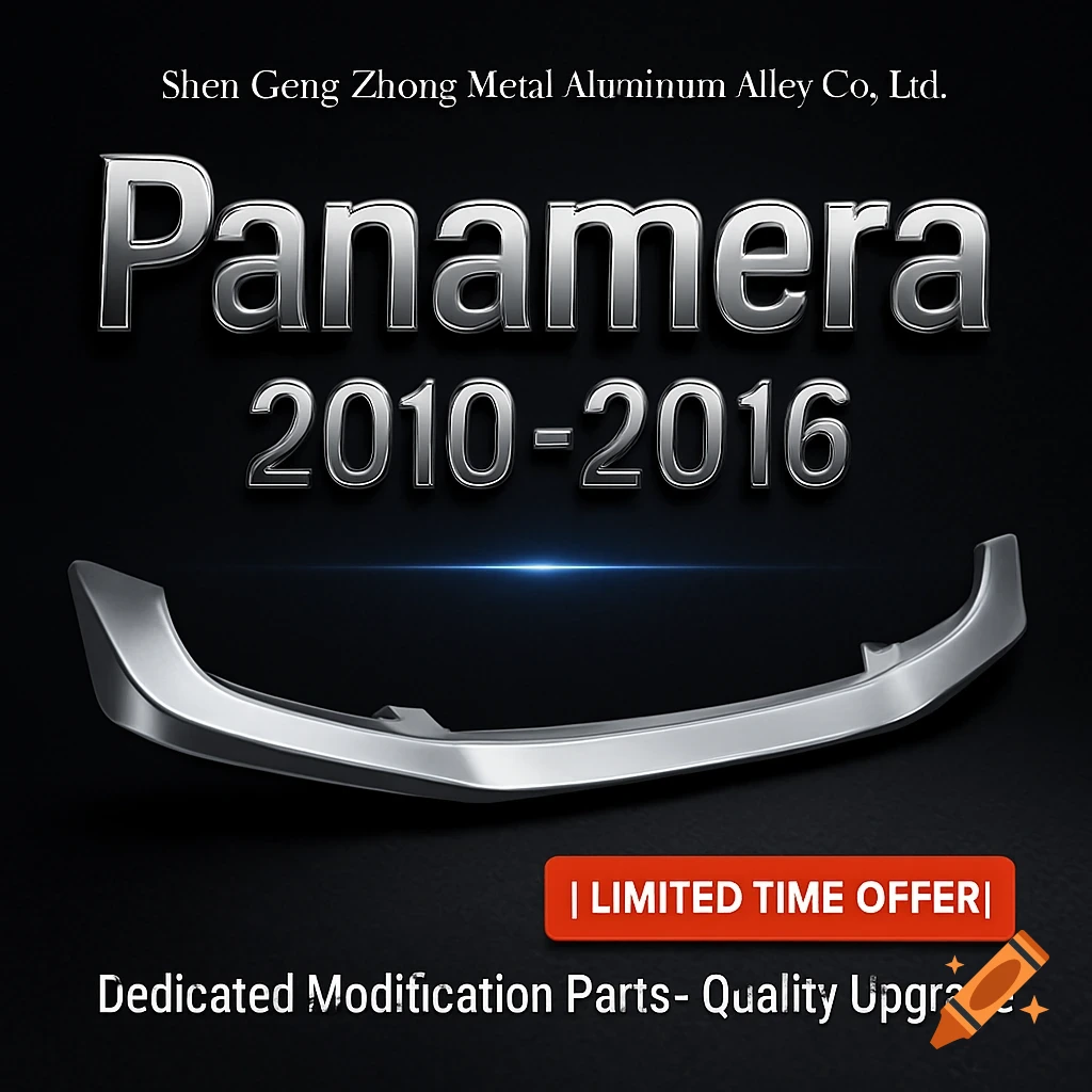 A silver car bumper part against a dark background, with metallic "Panamera 2010-2016" text and a red "LIMITED TIME OFFER" banner.