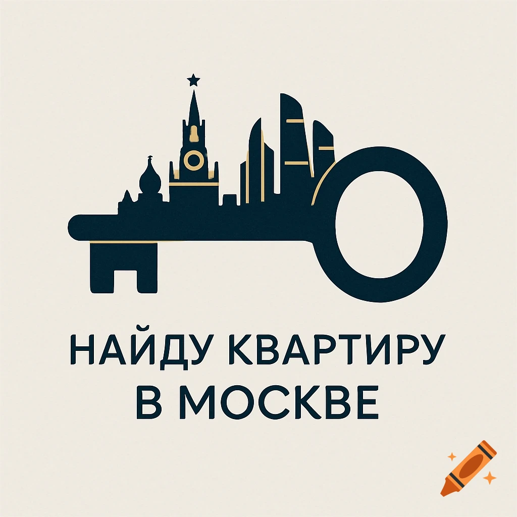 A modern logo featuring a dark blue key with a gold outline, its shape formed by the Moscow skyline, above Russian text.