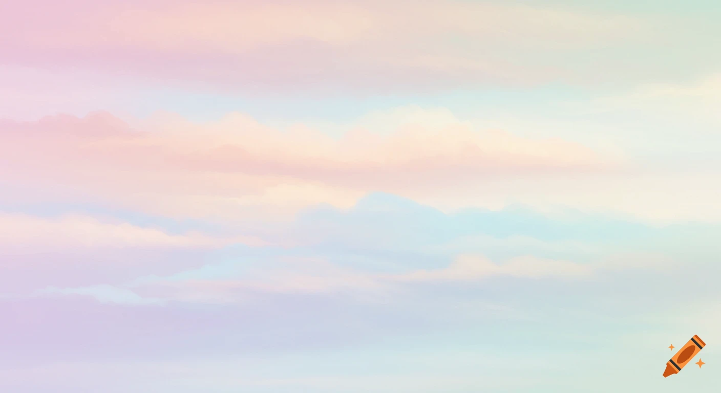 Soft pastel clouds blend across the sky in hues of pink, blue, purple, and cream.