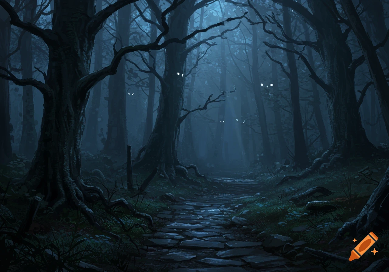 Dark Forest in an Rpg Wallpaper created on Craiyon, image size:1280x896