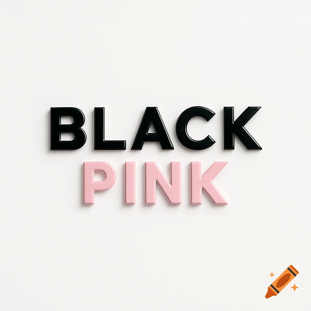 The words 'BLACK' in black above 'PINK' in light pink, rendered as glossy 3D letters on a white background.