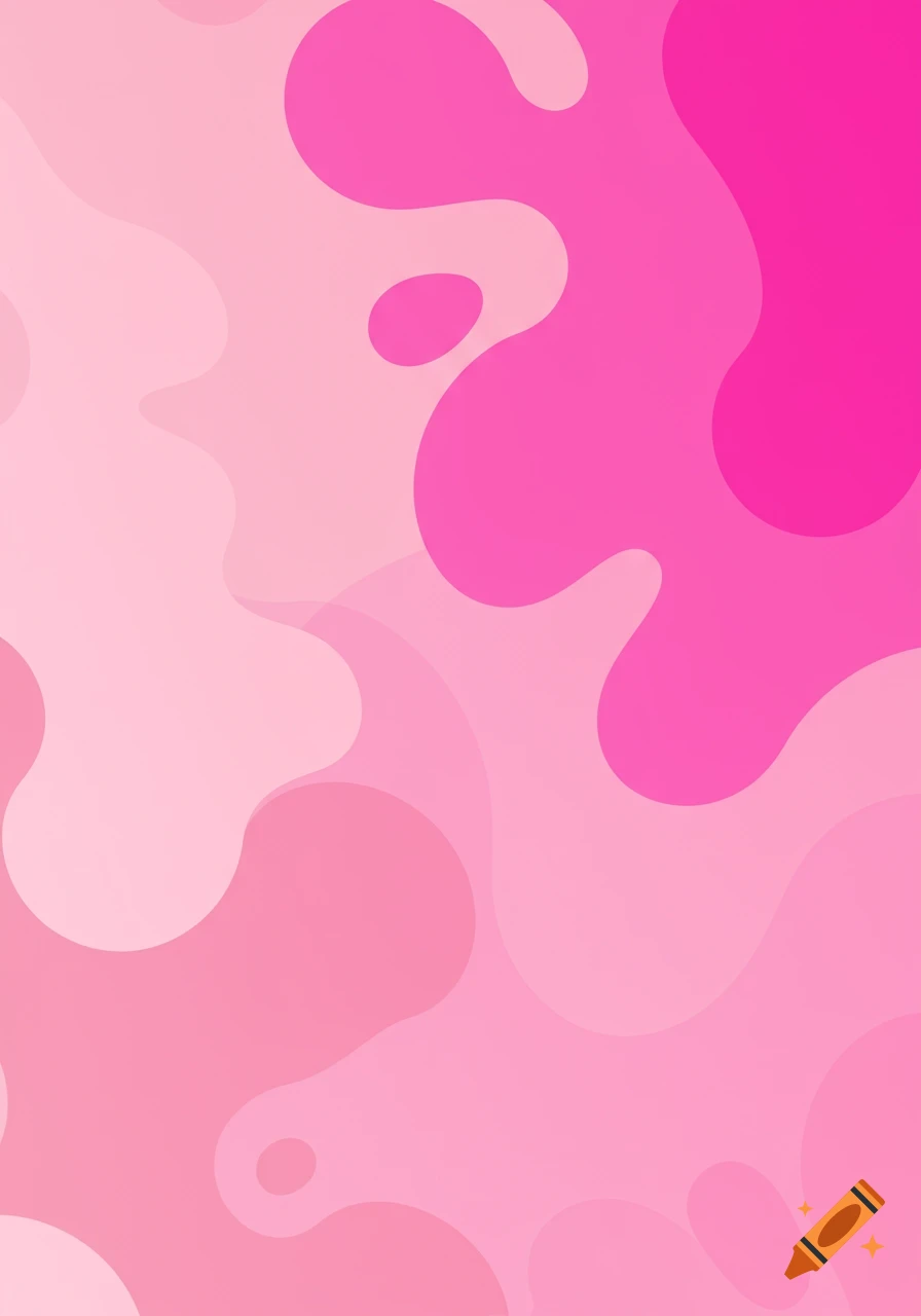 An abstract pattern with overlapping, flowing shapes in various shades of pink.