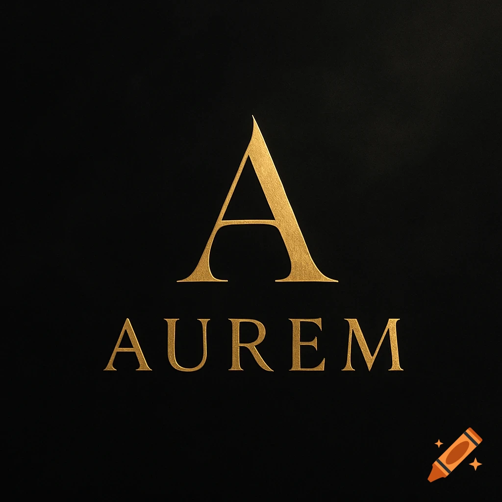 A gold stylized letter A above the word AUREM in gold text on a black background, forming a minimalist logo.