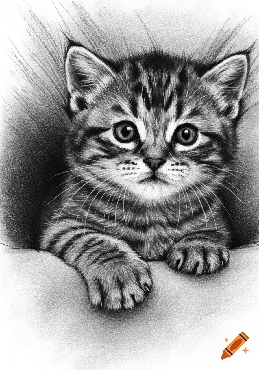 Realistic Pencil Drawing of a Cat created on Craiyon, image size:896x1280
