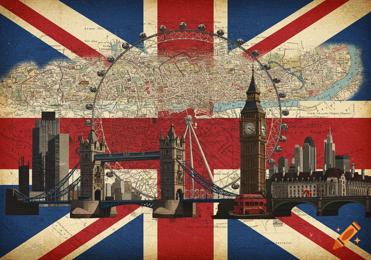 Quilted British Flag Artwork created on Craiyon, image size:1280x896