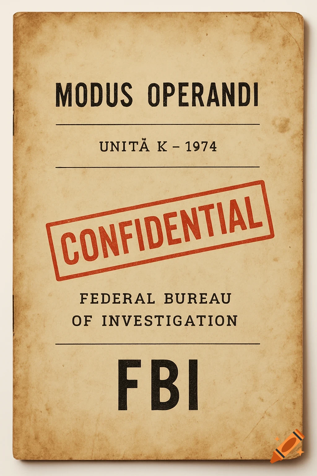 A vintage FBI dossier cover page titled 'MODUS OPERANDI' with 'CONFIDENTIAL' stamp, on worn, yellowed paper.