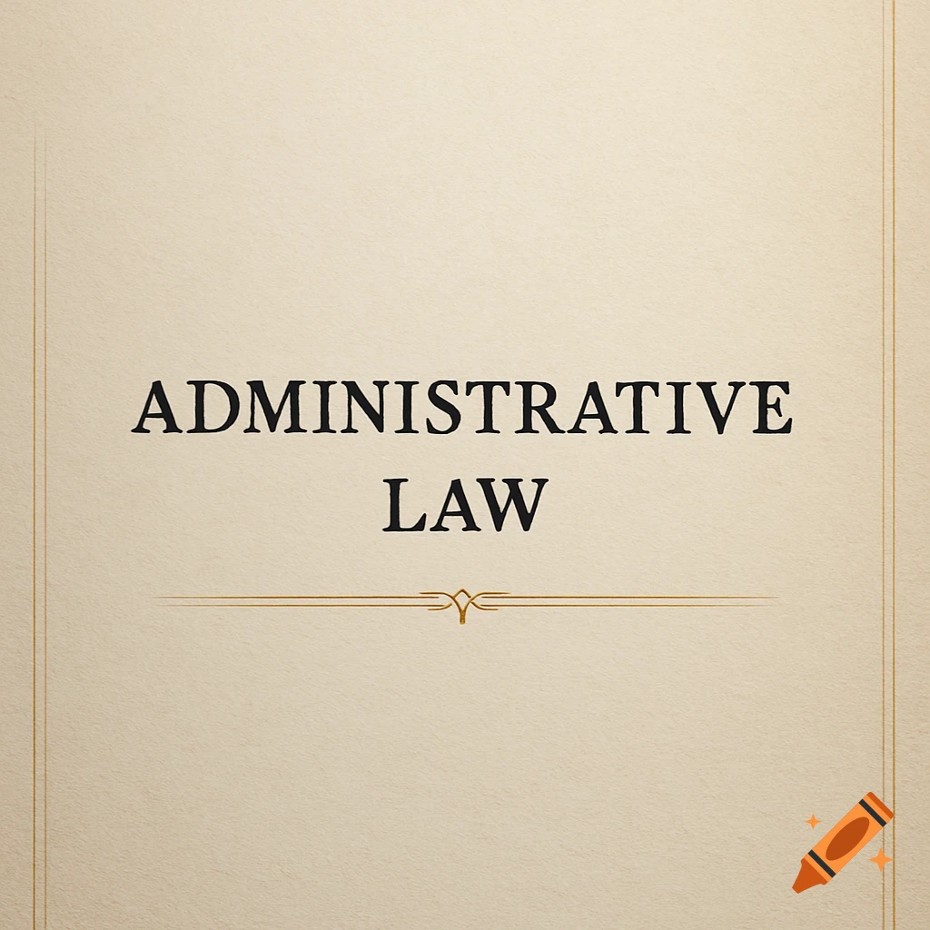 The words ADMINISTRATIVE LAW in black text on a textured cream background with gold decorative lines.