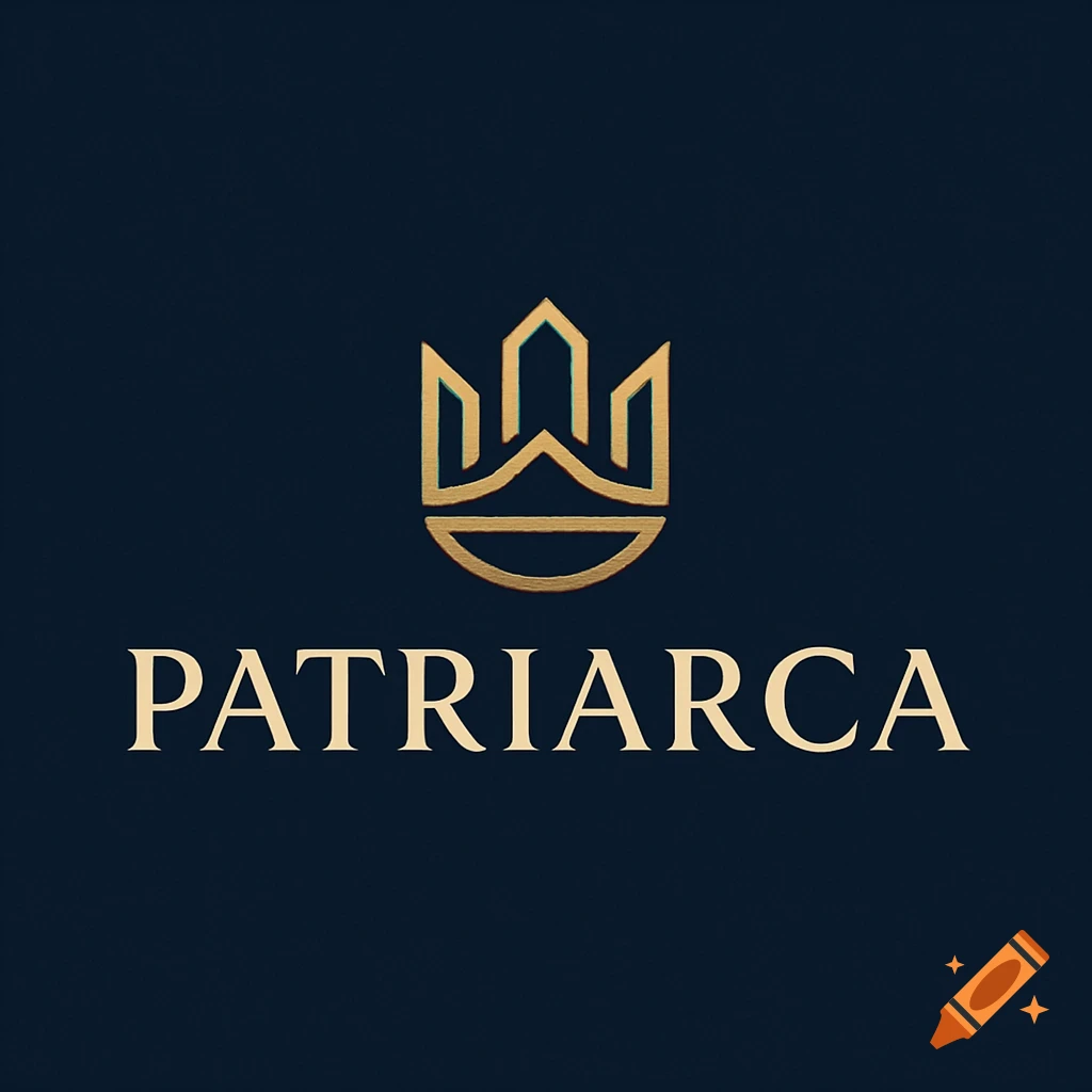 Gold logo featuring a stylized crown or building structure above the word "PATRIARCA" on a dark blue background.