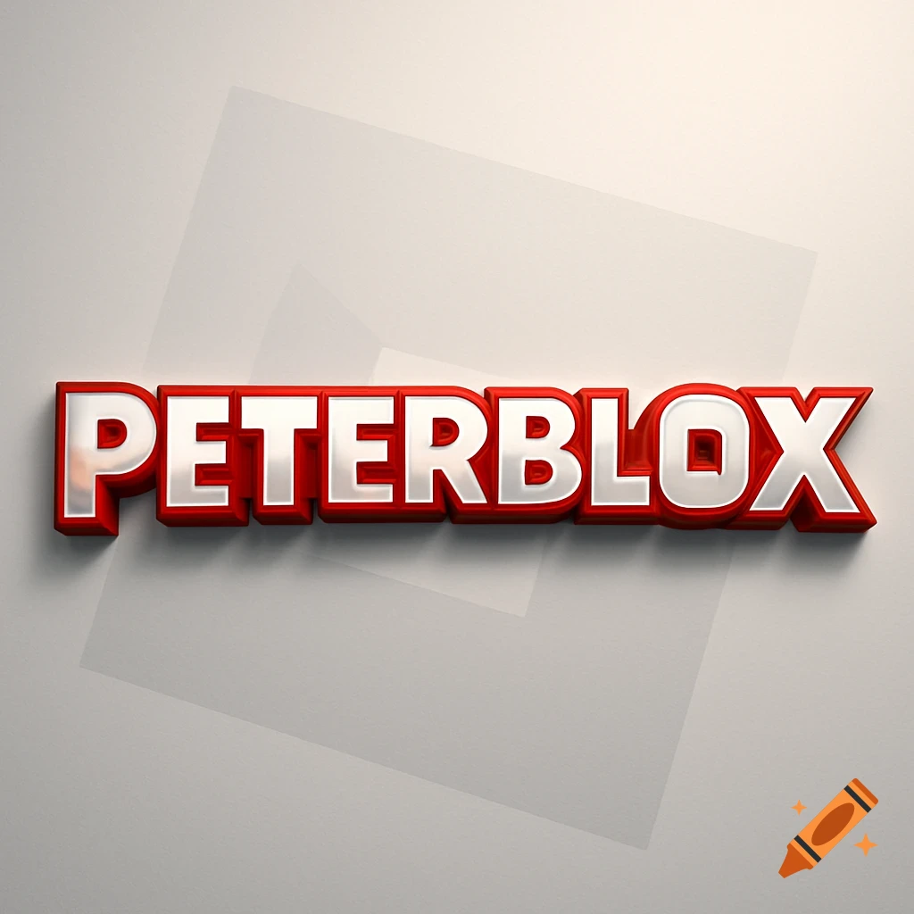 3D logo style text reading 'PETERBLOX' in white with a red outline, casting a shadow on a light background.