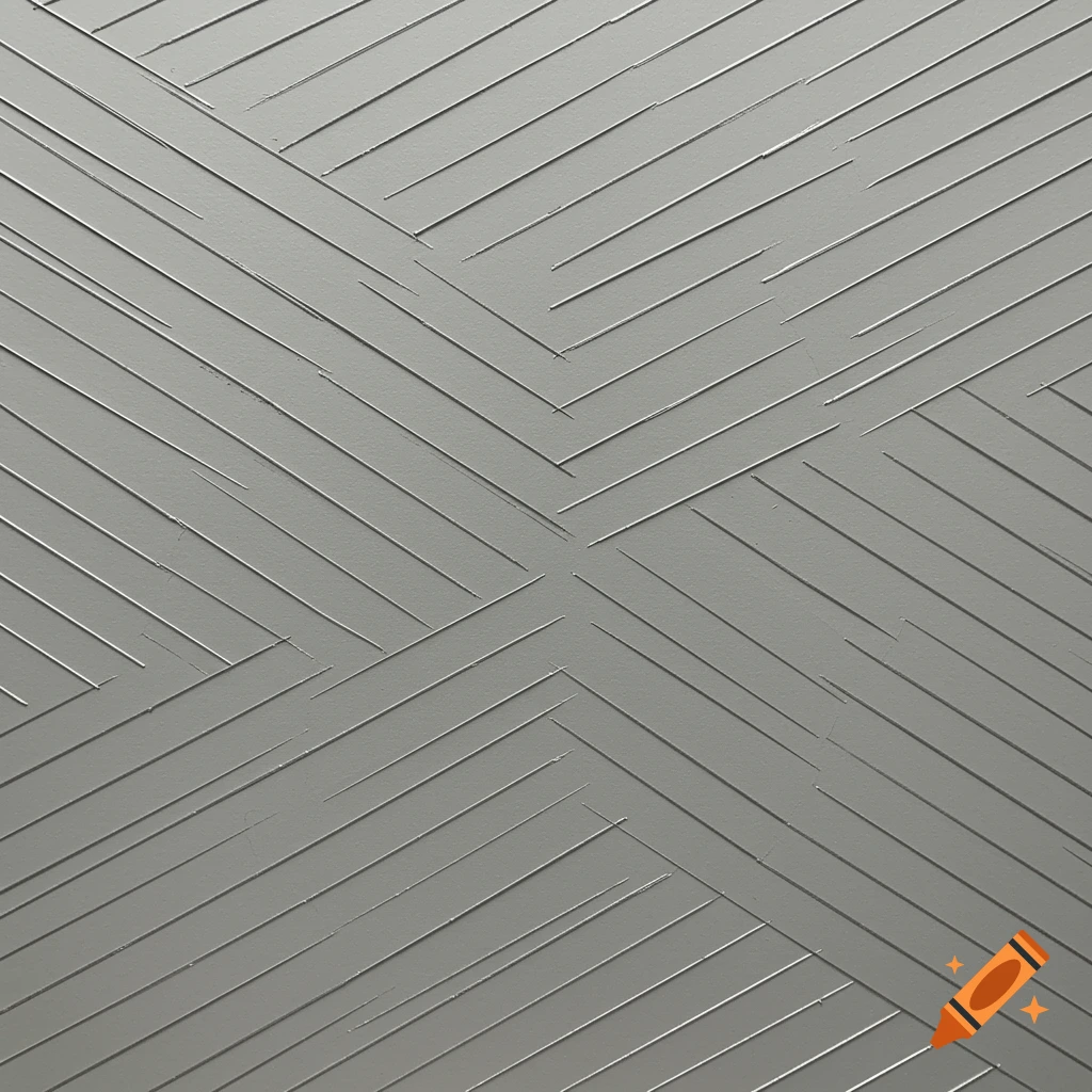 A square image featuring a geometric pattern of intersecting diagonal lines on a gray textured background.