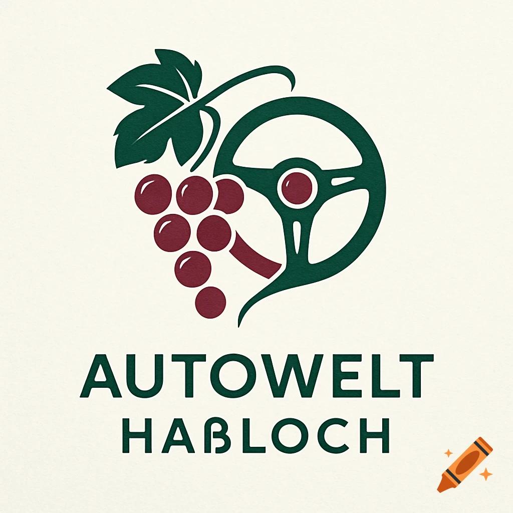 A stylized logo featuring a dark green steering wheel combined with red grapes and a leaf. Below, 'AUTOWELT HAẞLOCH' text.