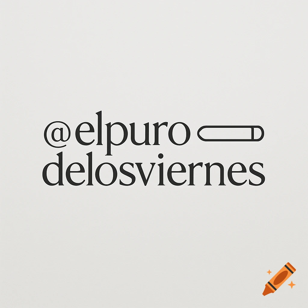 A minimalist logo with black text '@elpuro delosviernes' and a cigar icon on a light background.