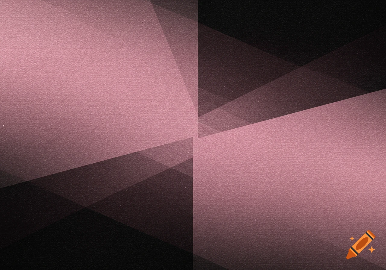 Abstract geometric pattern with overlapping pink and black translucent shapes and a canvas texture.