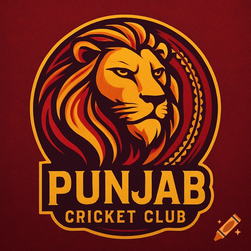 A stylized logo featuring a golden and red lion's head inside a circular emblem, with 'PUNJAB CRICKET CLUB' text below it.