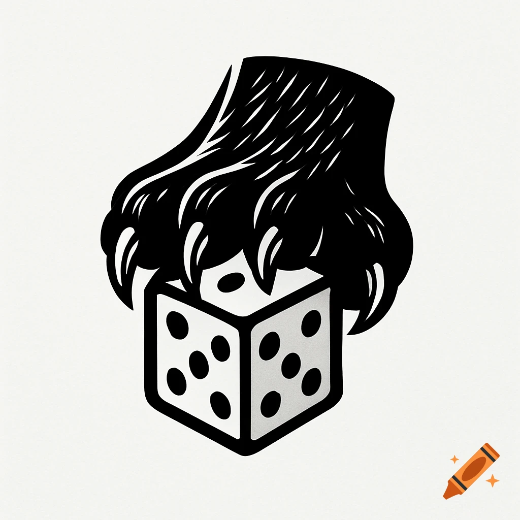 Black and white logo of a stylized panther paw gripping a die with dots visible on its faces.