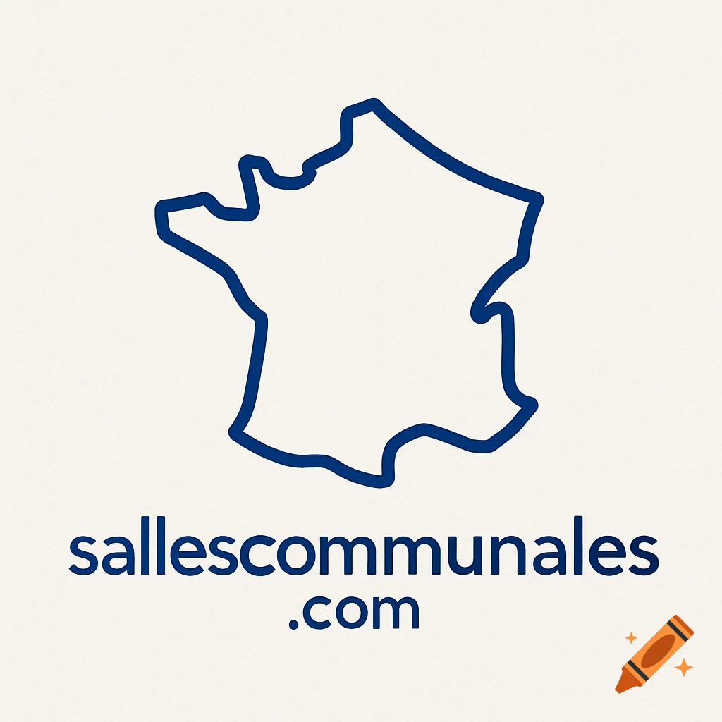 A blue outline map of France above the text 'sallescommunales.com' on a light background, forming a logo.
